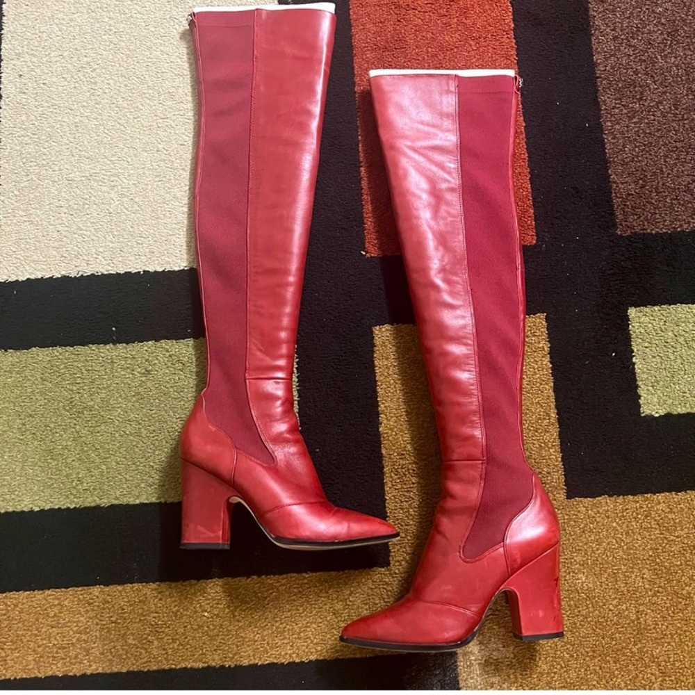 Red Over The Knee Boots